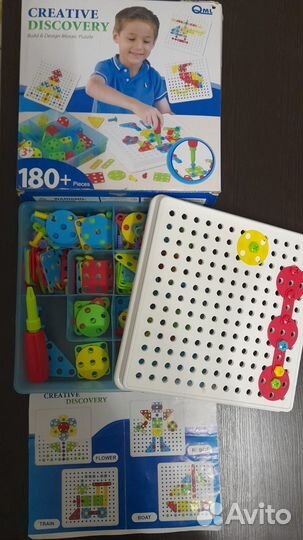 Комплект (конструктор, вязкие шарики, мозаика)