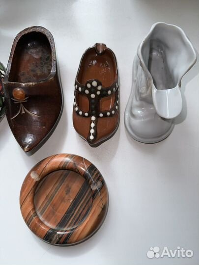 Пепельница ботинок керамика дерево камень