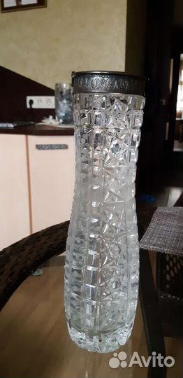 Винтажная ваза хрустальная СССР с серебром 875
