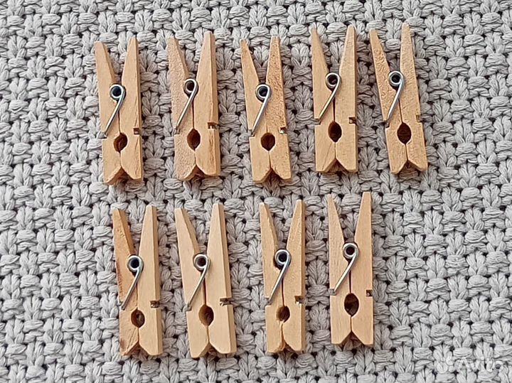 Набор прищепок 9 штук декоративных деревянных