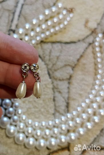 Бусы колье под жемчуг и серёжки