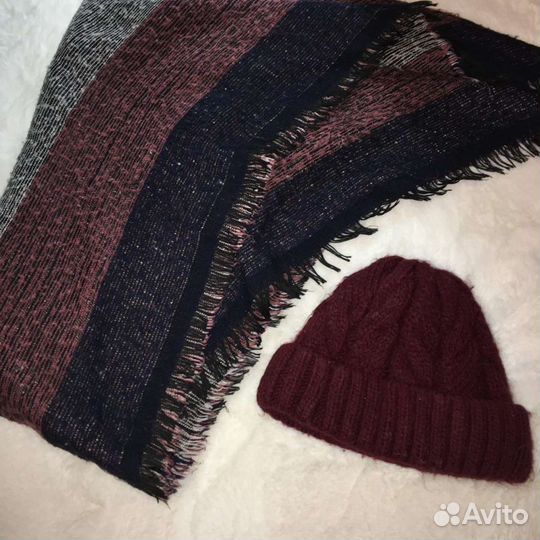 Комплект зимний платок и шапка