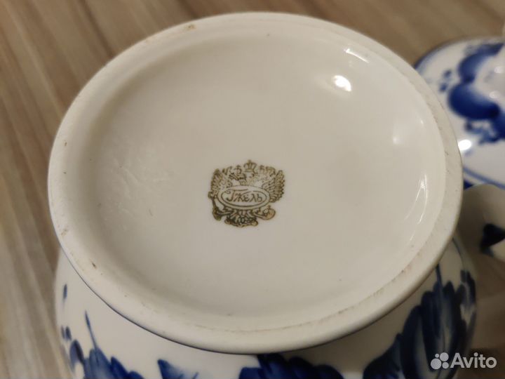 Банка кружка для мёда Гжель с крышкой