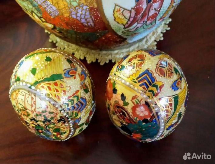 Пара фаянсовых старинных яиц, Китай, 1950-60-е г