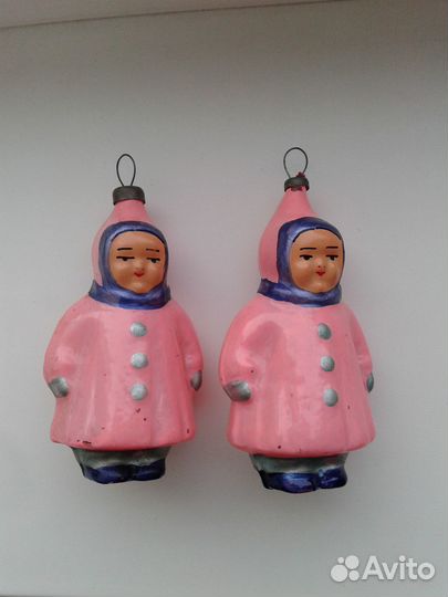 Елочные игрушки СССР девочка в шубке гимназист