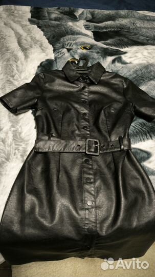 Кожаное платье, размер S (42-44)