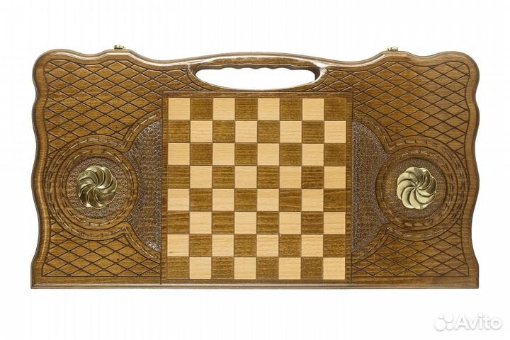 Нарды резные Бесконечность с ручкой 60 х 60 см бук, бронза Армения 62891