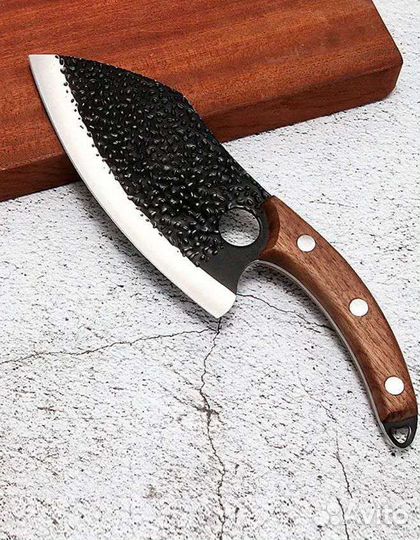 Сербский кованый поварской шеф-нож тяпка большой