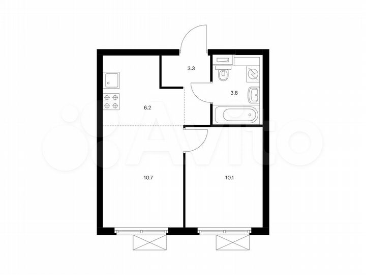 2-к. квартира, 34,1 м², 13/25 эт.