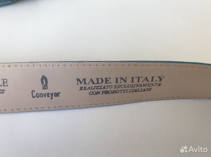 Ремешок итальянский лакированный голубой натур.кож