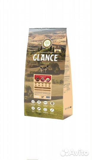 Корм для собак 20кг Glance с говядиной