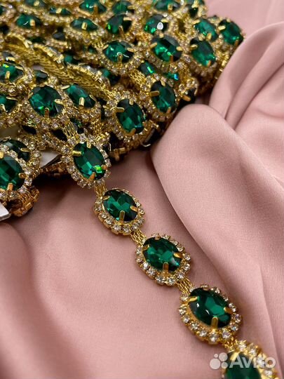 Стразовая тесьма, бахрома разных цветов