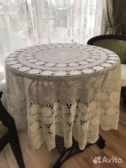 Винтажная круглая Скатерть крючком