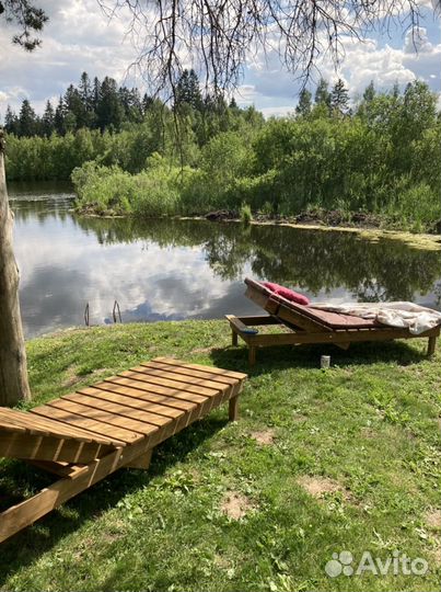 Шезлонг лежак деревянный