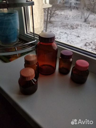 Банки из коричневого стекла, винтаж, СССР, 70-е го