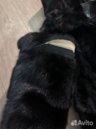 Шуба норковая поперечка с капюшоном