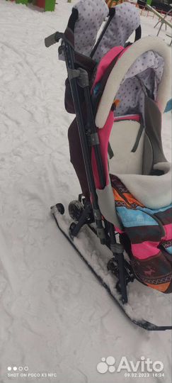 Детские санки коляска с колесами