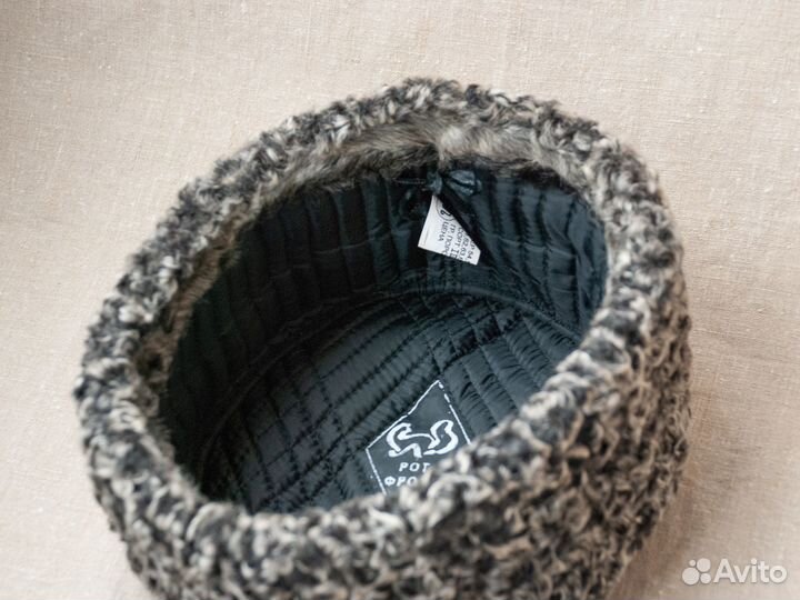 Мужская каракулевая шапка с кожаным верхом (57-58)