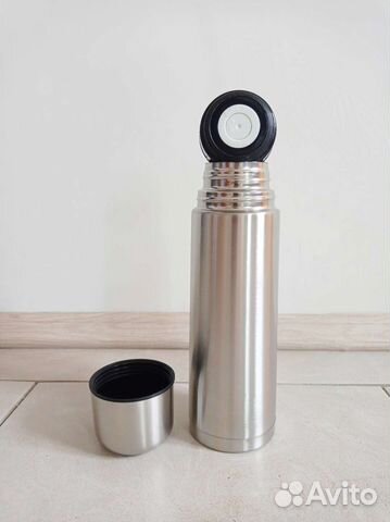 Термос с кружкой 750мл новый стальной
