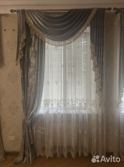 Шторы с ламбрикеном, тюль