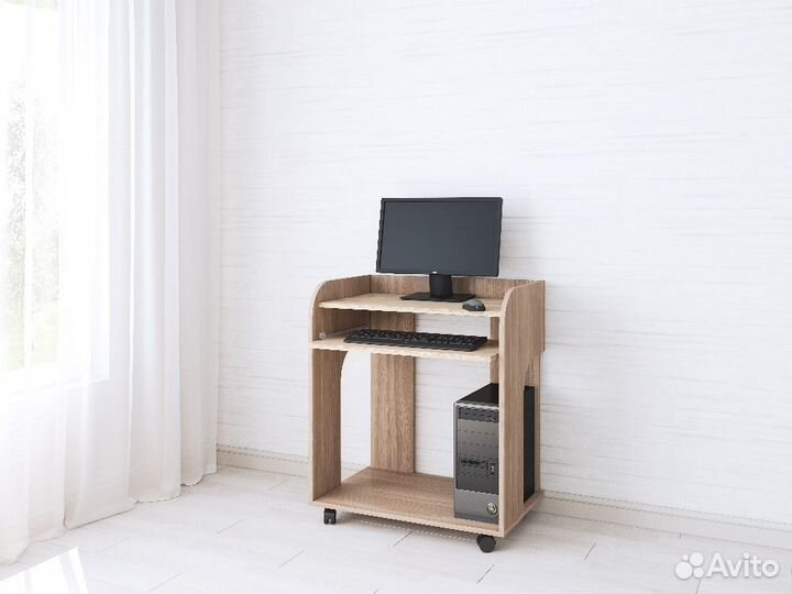 Стол компьютерный с выдвижной полкой Ясень шимо