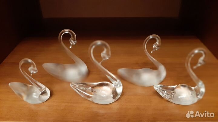 Набор.Лебеди хрустальные СССР 5 шт