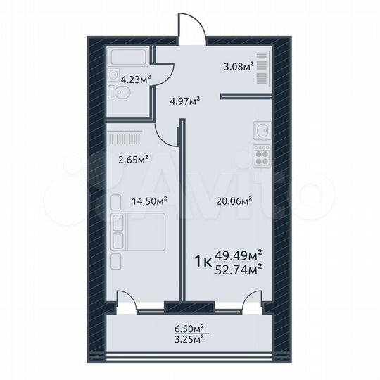 1-к. квартира, 52,7 м², 10/10 эт.
