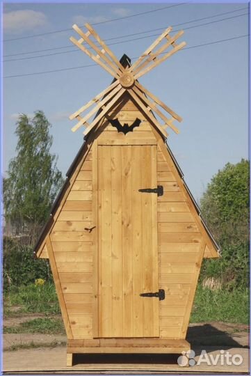 Дачный туалет деревянный прямоугольник GFN
