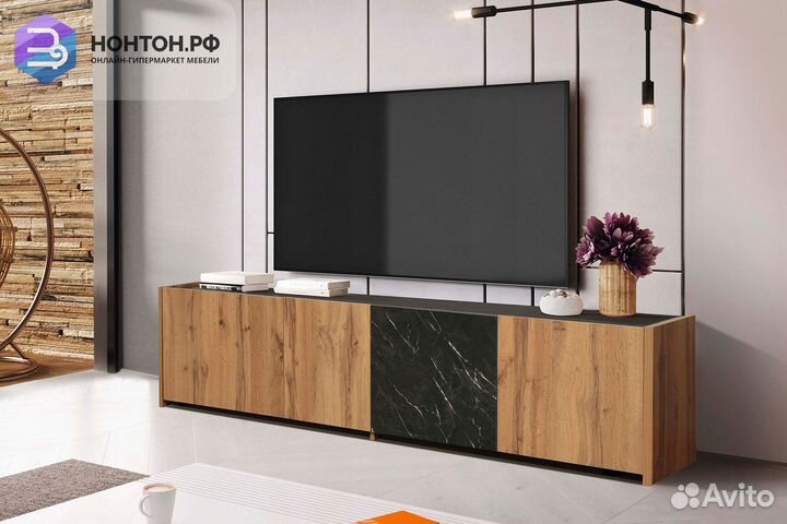 Тв-тумба Адажио 56.01 дуб вотан / мрамор черный