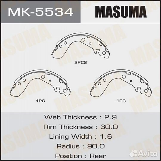 Колодки тормозные барабанные Masuma MK-5534