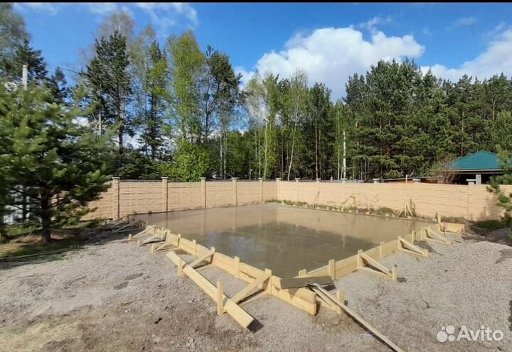 Фундамент бетонные работы отмостки заезды