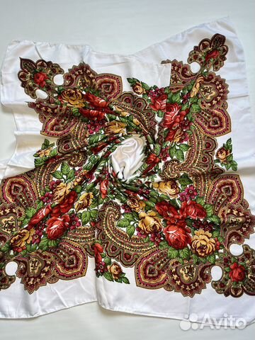 Павловопосадский платок белый