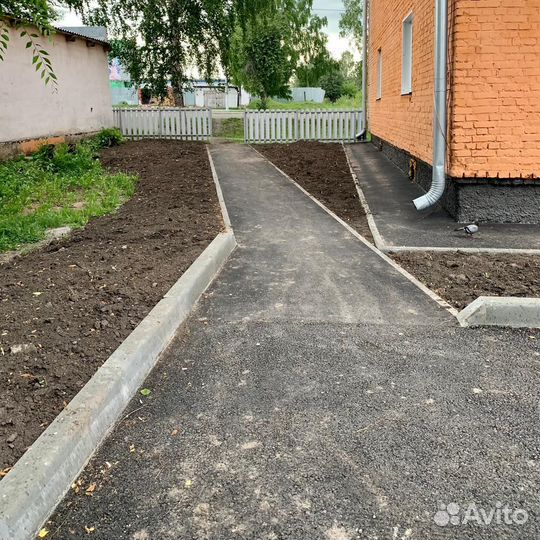 Укладка асфальта, бордюра, поребрика