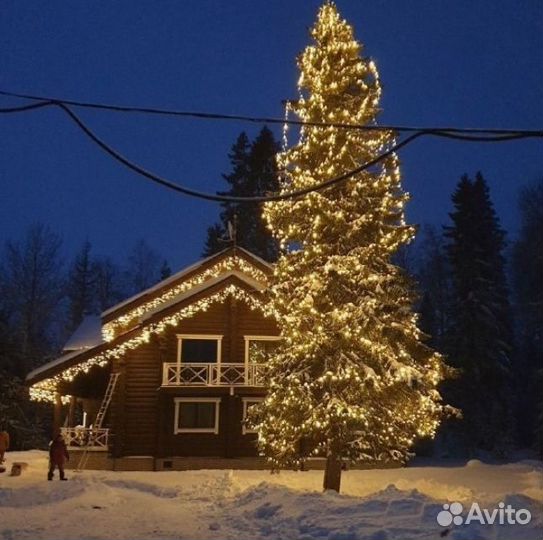 Украшение домов гирляндами