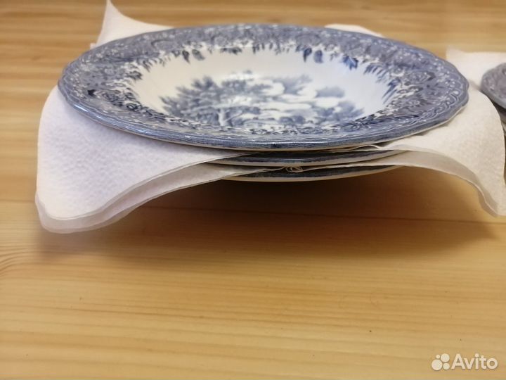 Тарелки синий Английский фаянс 7 штук