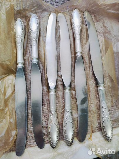 Наборы столовых и десертных ножей. Мельхиор. Люкс