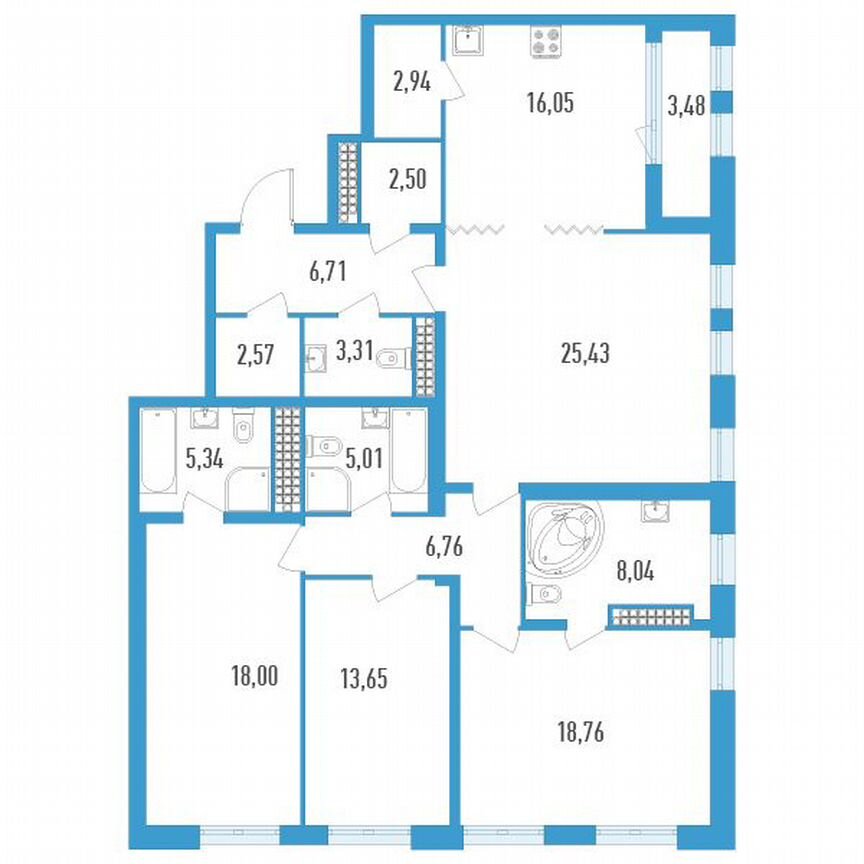 4-к. квартира, 136 м², 20/23 эт.