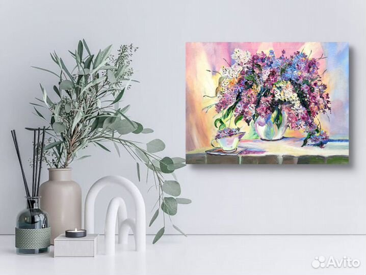 Картина маслом Сирень холст 30 см на 40см