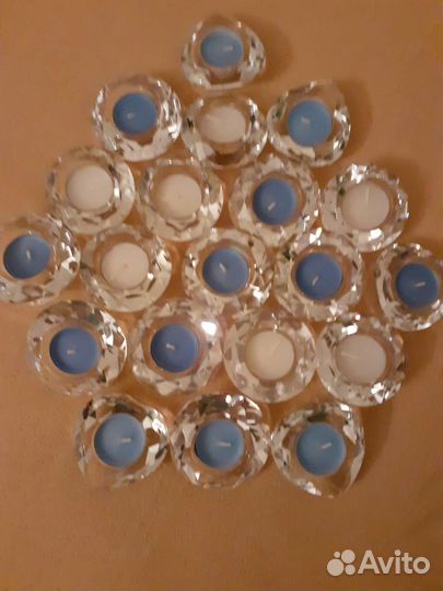 Подсвечник Бриллиант со свечой, хрустальное стекло