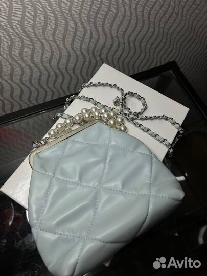 Сумка клатч вечерняя голубая на плечо