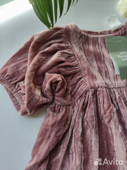 H&M Платье велюр для девочки 68, новое