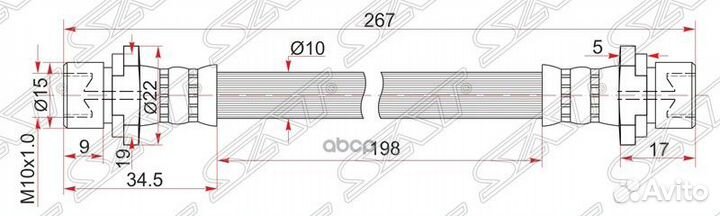 Шланг тормозной задний (Таиланд) toyota corolla