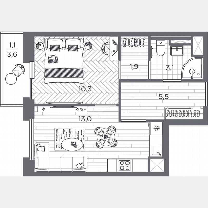 1-к. квартира, 34,9 м², 19/25 эт.