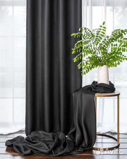 Комплект Шторы и Тюль Орфей Черный+Вуаль