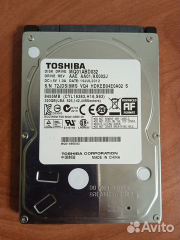 Жесткий диск SATA hdd 2.5 320 GB Toshiba