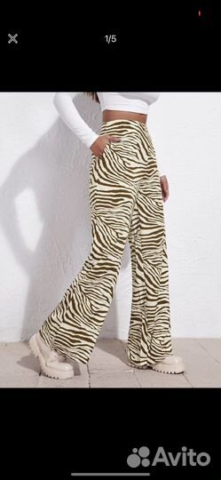 Брюки с принтом зебра