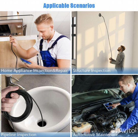 Видеокамера эндоскоп для PC iPhone и Android 10м