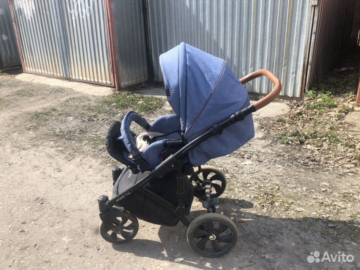 Коляска 3в1 Tutis Mimi Style Деним-Синяя кожа