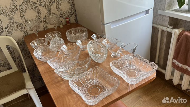 Большой набор хрустальной посуды