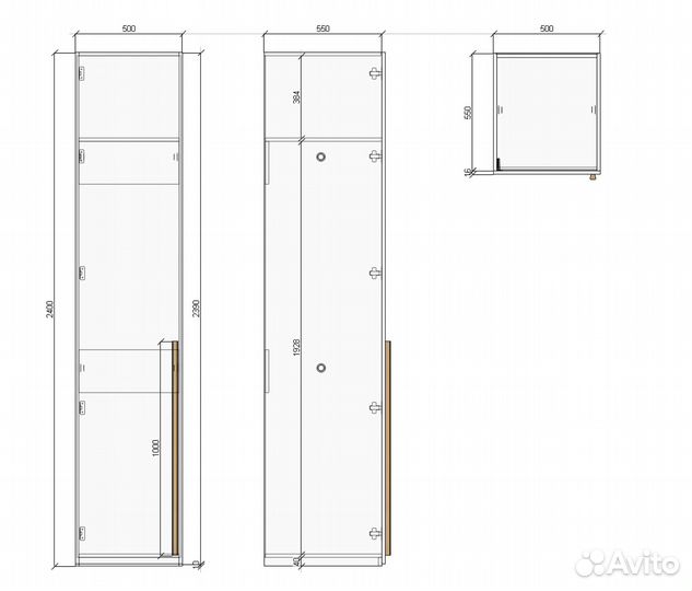 Шкаф распашной однодверный №13 (дуб). 500х2400
